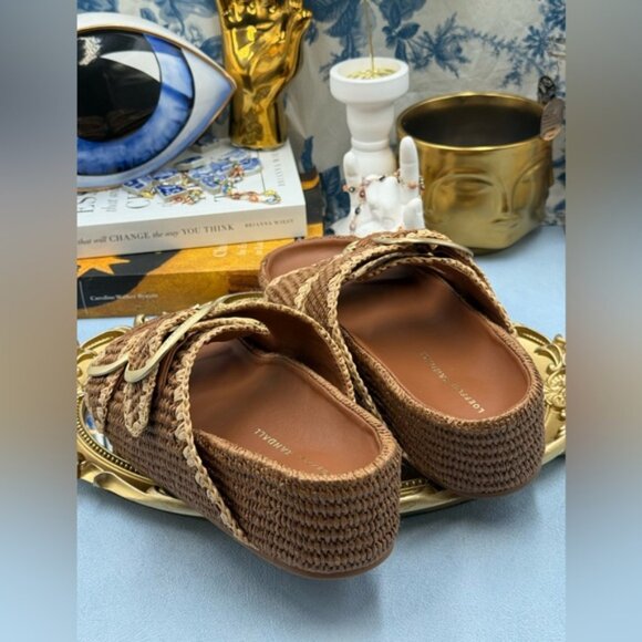 🆕 LOEFFLER RANDALL 🧿 NWOB Theo Embroidered Raffia Platform Sandal, Brown Sz 7 - Picture 11 of 16